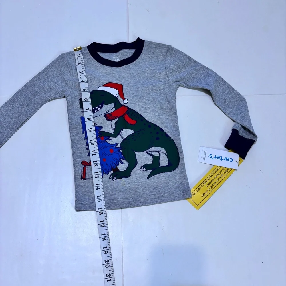 Carter's Dinosaur Holiday Pajama Set - Gray and Navy